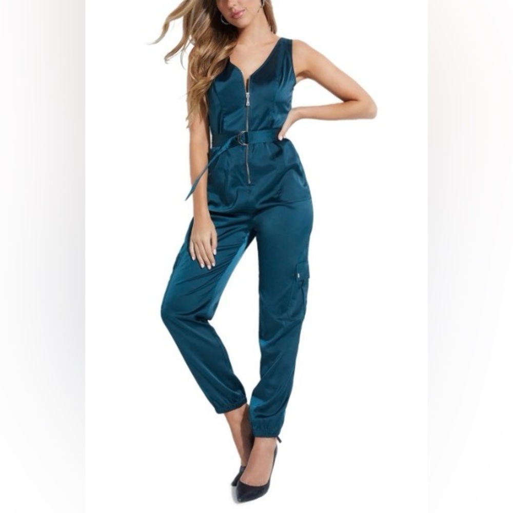 Guess Satin Cargo Style Jumpsuit